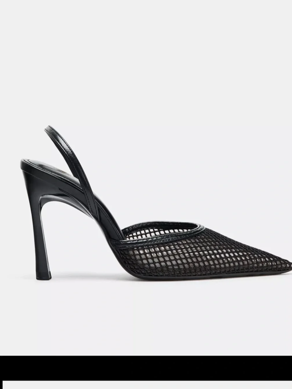 Zara Black Pointed Slingback Mesh Heel - NEW NEVER WORN - Size 8 - Picture 3 of 15